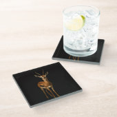 Black 4 Luxe Glass coaster, Elegant Gazella Glazen Onderzetter (Schuin)