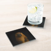 Black 4 Luxe Glass coaster, Elegant Platypus Glazen Onderzetter (Schuin)