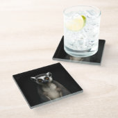 Black 4 Luxe Glass coaster, Gentle Lemur Glazen Onderzetter (Schuin)