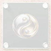 Black 4 Luxe Glass coaster, Harmony Yin Yang Glazen Onderzetter (Achterkant)