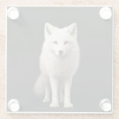 Black 4 Luxe Glass coaster, Ivory Arctic Fox Glazen Onderzetter (Achterkant)