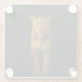 Black 4 Luxe Glass coaster, Majestic Leopard Glazen Onderzetter (Achterkant)