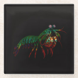 Black 4 Luxe Glass coaster, Mantis Shrimp Glazen Onderzetter