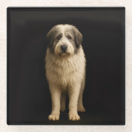 Black 4 Luxe Glass coaster, Mioritic Shepherd Glazen Onderzetter (Voorkant)