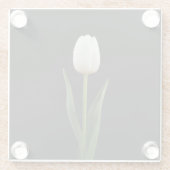 Black 4 Luxe Glass coaster, Pearl White Tulip Glazen Onderzetter (Achterkant)