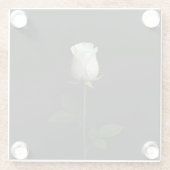 Black 4 Luxe Glass coaster, Pure White Rose Glazen Onderzetter (Achterkant)
