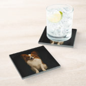 Black 4 Luxe Glass coaster, Refined Papillon Glazen Onderzetter (Schuin)
