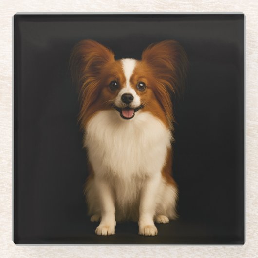 Black 4 Luxe Glass coaster, Refined Papillon Glazen Onderzetter (Voorkant)