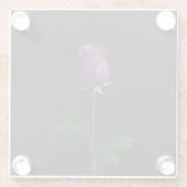 Black 4 Luxe Glass coaster, Royal Violet Rose Glazen Onderzetter (Achterkant)