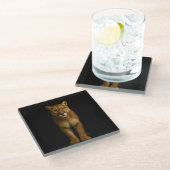 Black 4 Luxe Glass coaster, Silent Prime Puma Glazen Onderzetter (Schuin)