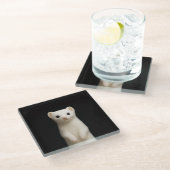 Black 4 Luxe Glass coaster, Stylish Ermine Glazen Onderzetter (Schuin)
