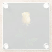 Black 4 Luxe Glass coaster, Sunlit Yellow Rose Glazen Onderzetter (Achterkant)