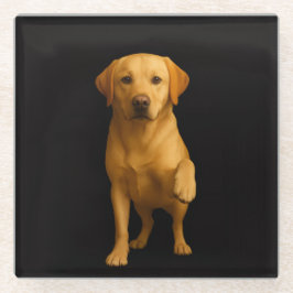 Black 4 Luxe Glass coaster, Tender Labrador Glazen Onderzetter