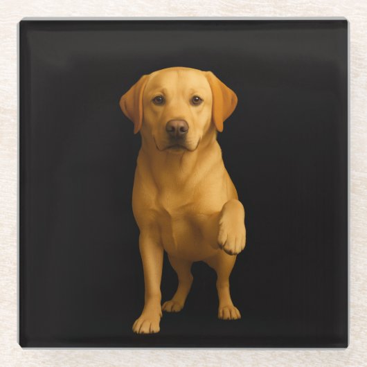 Black 4 Luxe Glass coaster, Tender Labrador Glazen Onderzetter (Voorkant)