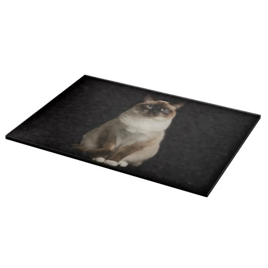 Black 4 Luxe Glass cutting board Birmanese Cat Snijplank (Hoek)