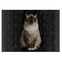 Black 4 Luxe Glass cutting board Birmanese Cat Snijplank
