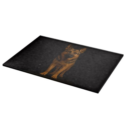 Black 4 Luxe Glass cutting board German Shepherd Snijplank (Hoek)