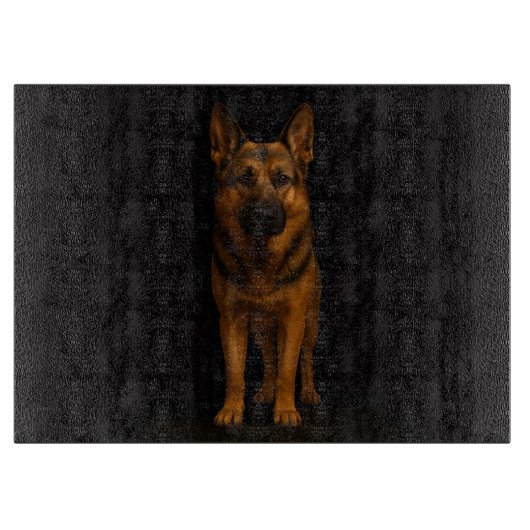 Black 4 Luxe Glass cutting board German Shepherd Snijplank (Voorkant)