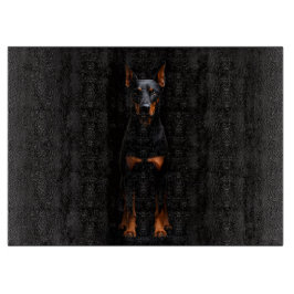 Black 4 Luxe Glass cutting board Guardian Doberman Snijplank