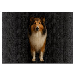 Black 4 Luxe Glass cutting board Loyal Collie Dog Snijplank