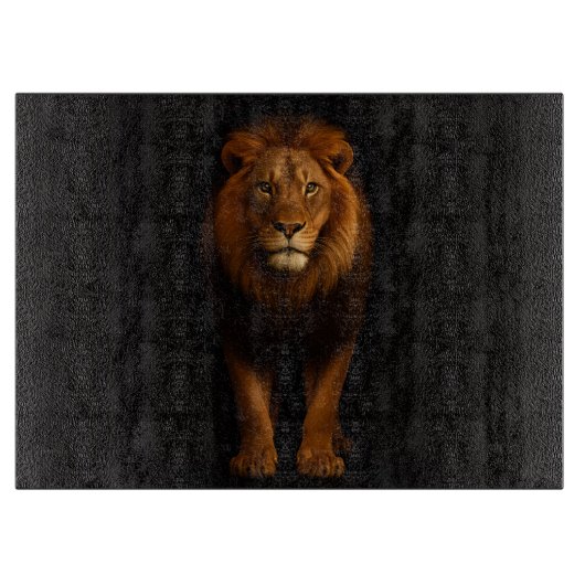 Black 4 Luxe Glass cutting board Majestic Lion Snijplank (Voorkant)