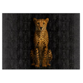Black 4 Luxe Glass cutting board Sleek Cheetah Snijplank