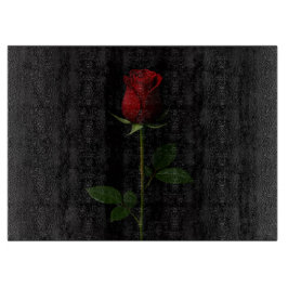 Black 4 Luxe Glass cutting board Velvet Red Rose Snijplank