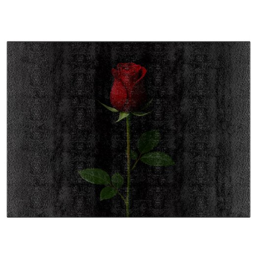 Black 4 Luxe Glass cutting board Velvet Red Rose Snijplank (Voorkant)