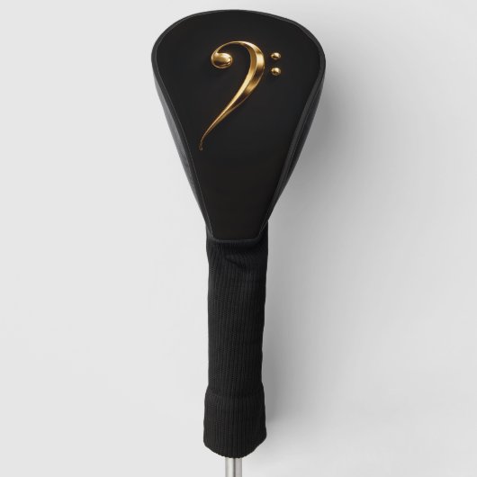 Black 4 Luxe Golf Driver Cover, Golden Bass Clef Golfheadcover (Voorkant)