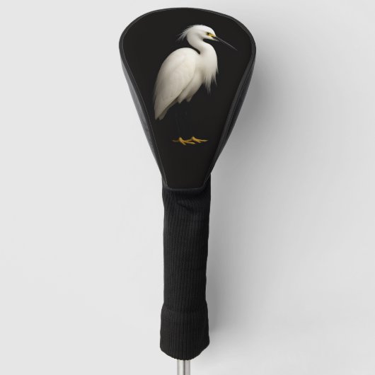 Black 4 Luxe Golf Driver Cover, Snowy Egret Golfheadcover (Voorkant)