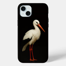 Black 4 Luxe, Graceful Stork iphone 15 Plus iPhone 15 Mini Hoesje