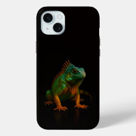 Black 4 Luxe, Green Iguana iPhone 15 Mini Hoesje