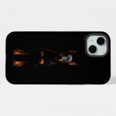 Black 4 Luxe, Guardian Doberman iPhone 15 Plus Hoesje (Achterkant horizontaal)