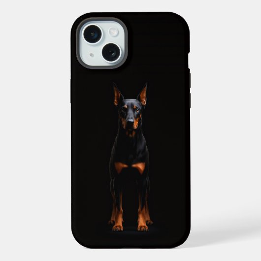 Black 4 Luxe, Guardian Doberman iPhone 15 Plus Hoesje (Achterkant)