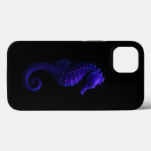 Black 4 Luxe iPhone 13 case Violet Blue Seahorse (Achterkant (horizontaal))