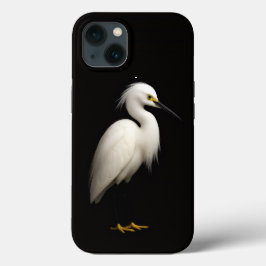 Black 4 Luxe iPhone 13, Elegant Snowy Egret Case-Mate iPhone Case