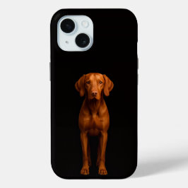 Black 4 Luxe iPhone 15 Case, Agile Vizsla Dog iPhone 15 Case
