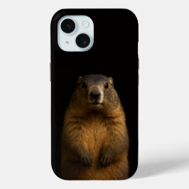 Black 4 Luxe iPhone 15 Case, Fluffy Marmot iPhone 15 Case