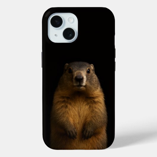 Black 4 Luxe iPhone 15 Case, Fluffy Marmot Case-Mate iPhone Case (Achterkant)