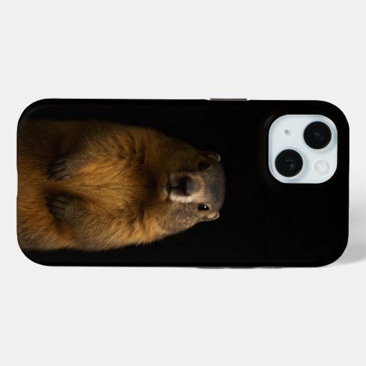 Black 4 Luxe iPhone 15 Case, Fluffy Marmot Case-Mate iPhone Case (Achterkant (horizontaal))