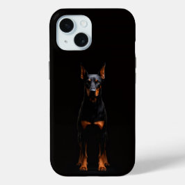 Black 4 Luxe iPhone 15 Case, Guardian Doberman iPhone 15 Case