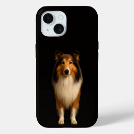 Black 4 Luxe iPhone 15 Case, Loyal Collie Dog iPhone 15 Case