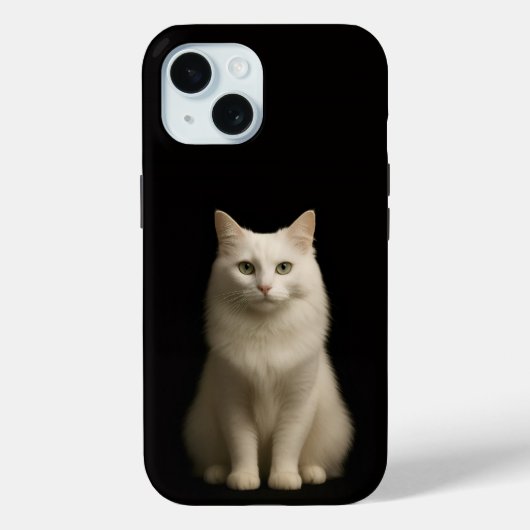 Black 4 Luxe iPhone 15 Case-Mate, Angora Cat Case-Mate iPhone Case (Achterkant)