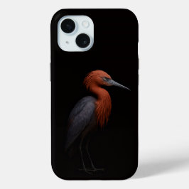 Black 4 Luxe iPhone 15 Case, Reddish Egret iPhone 15 Case