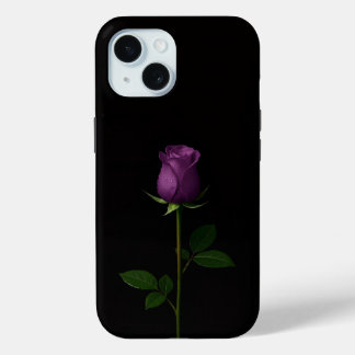 Black 4 Luxe iPhone 15 Case, Royal Violet Rose iPhone 15 Case