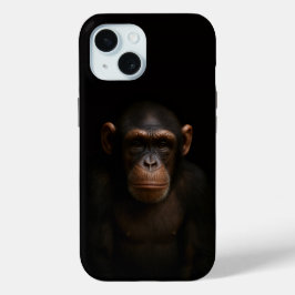 Black 4 Luxe iPhone 15 Case, Serene Chimpanzee iPhone 15 Case