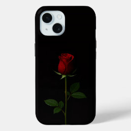 Black 4 Luxe iPhone 15 Case, Velvet Red Rose iPhone 15 Case