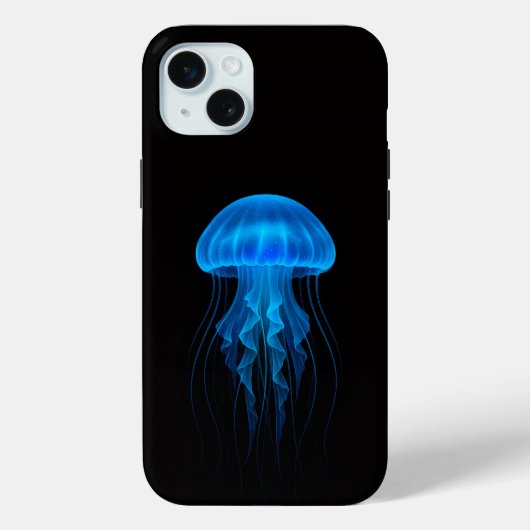 Black 4 Luxe iPhone 15 Plus, Neon Blue Jellyfish Case-Mate iPhone Case (Achterkant)