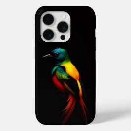 Black 4 Luxe iPhone 15 Pro Case-Mate, Rainbow Bird iPhone 15 Pro Case