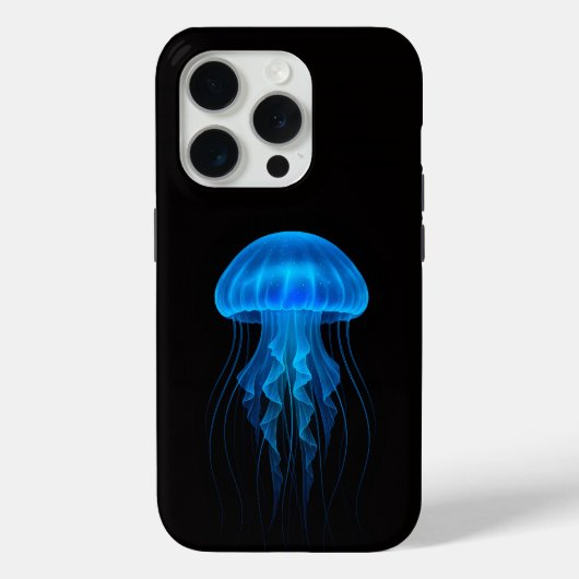 Black 4 Luxe iPhone 15 Pro Mate, Blue Jellyfish Case-Mate iPhone Case (Achterkant)